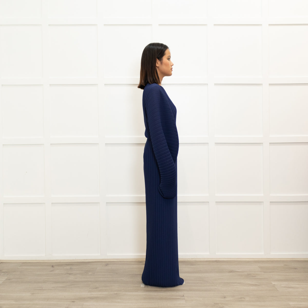 Solace London Blue Pleated Long Sleeve Dress