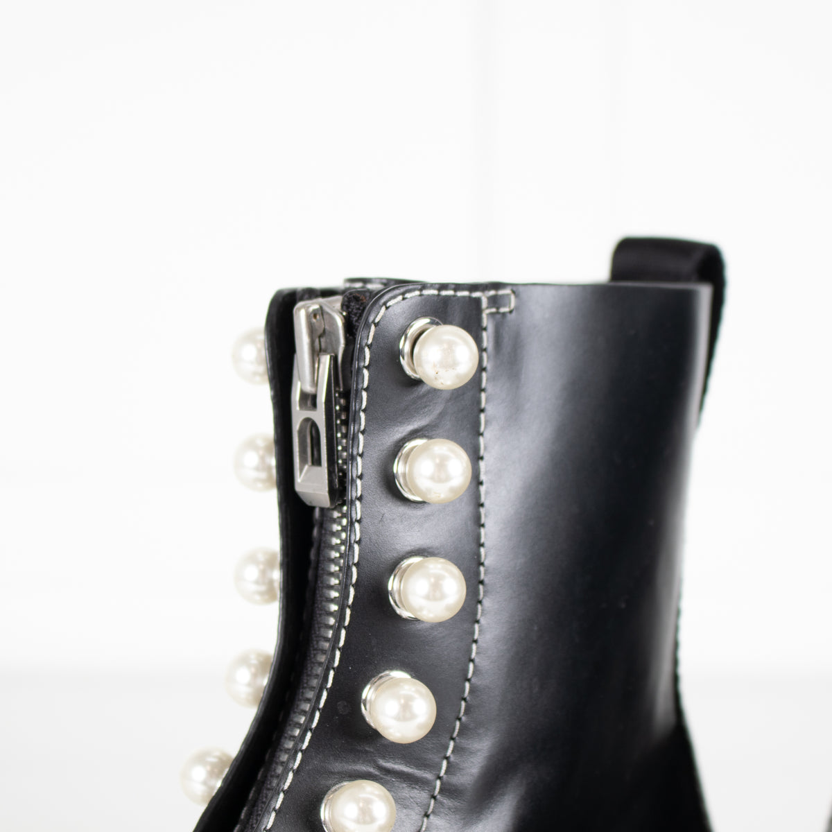 3.1 Phillip Lim Hayett Lug Sole Zipper Boot With Faux Pearl Embellishments