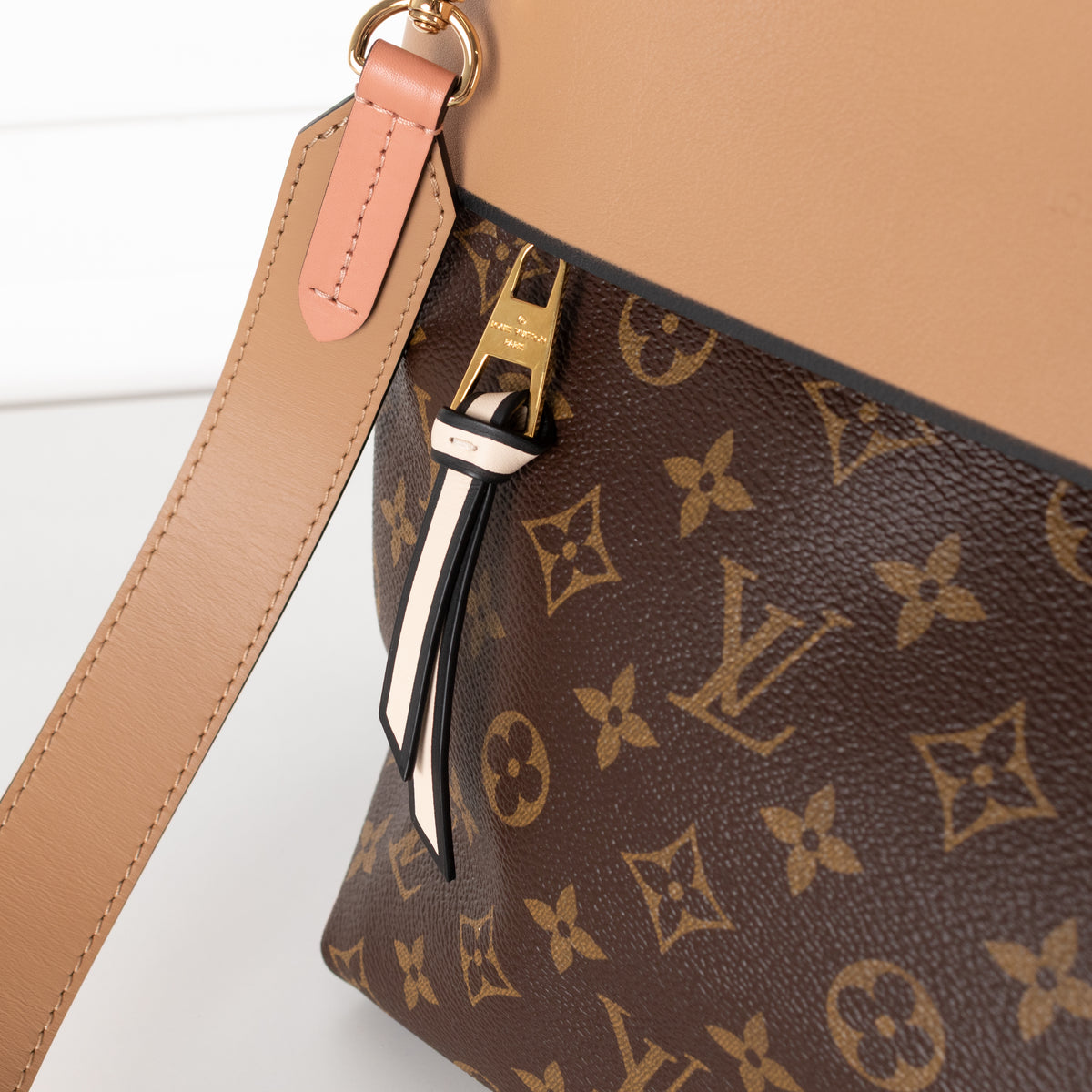 Louis Vuitton Pink Brown Coated Canvas Leather Tuileries Hobo Bag