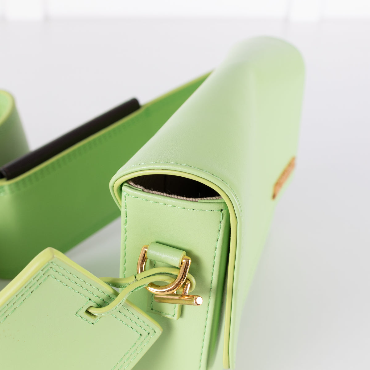 Jacquemus Lime Green Le Carinou Leather Shoulder Bag