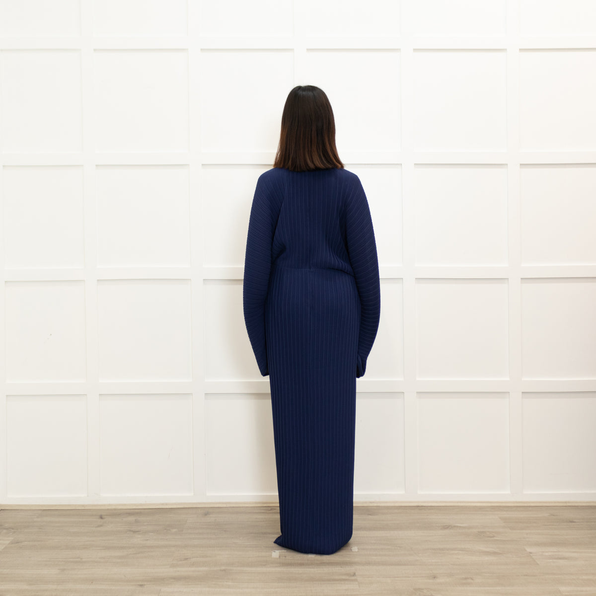 Solace London Blue Pleated Long Sleeve Dress