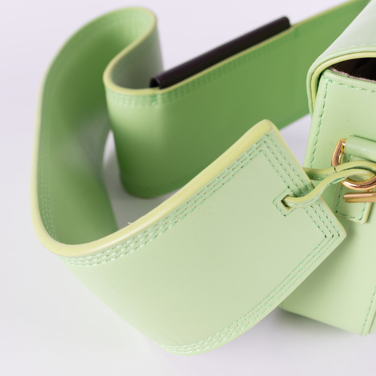 Jacquemus Lime Green Le Carinou Leather Shoulder Bag