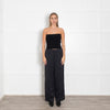 Serena Bute Black Wide Leg Trousers with White Side Stripe