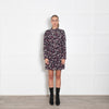 Ba&Sh Navy Burgundy Abstract Print Short Dress