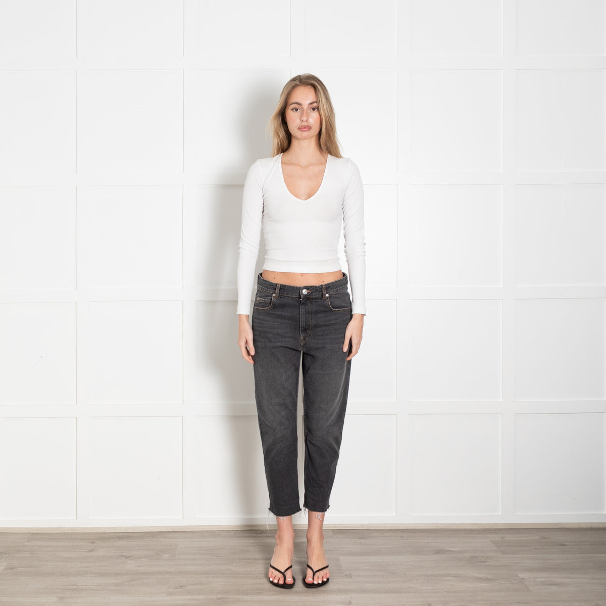 Isabel Marant Etoile Dark Grey Fray Hem Jeans