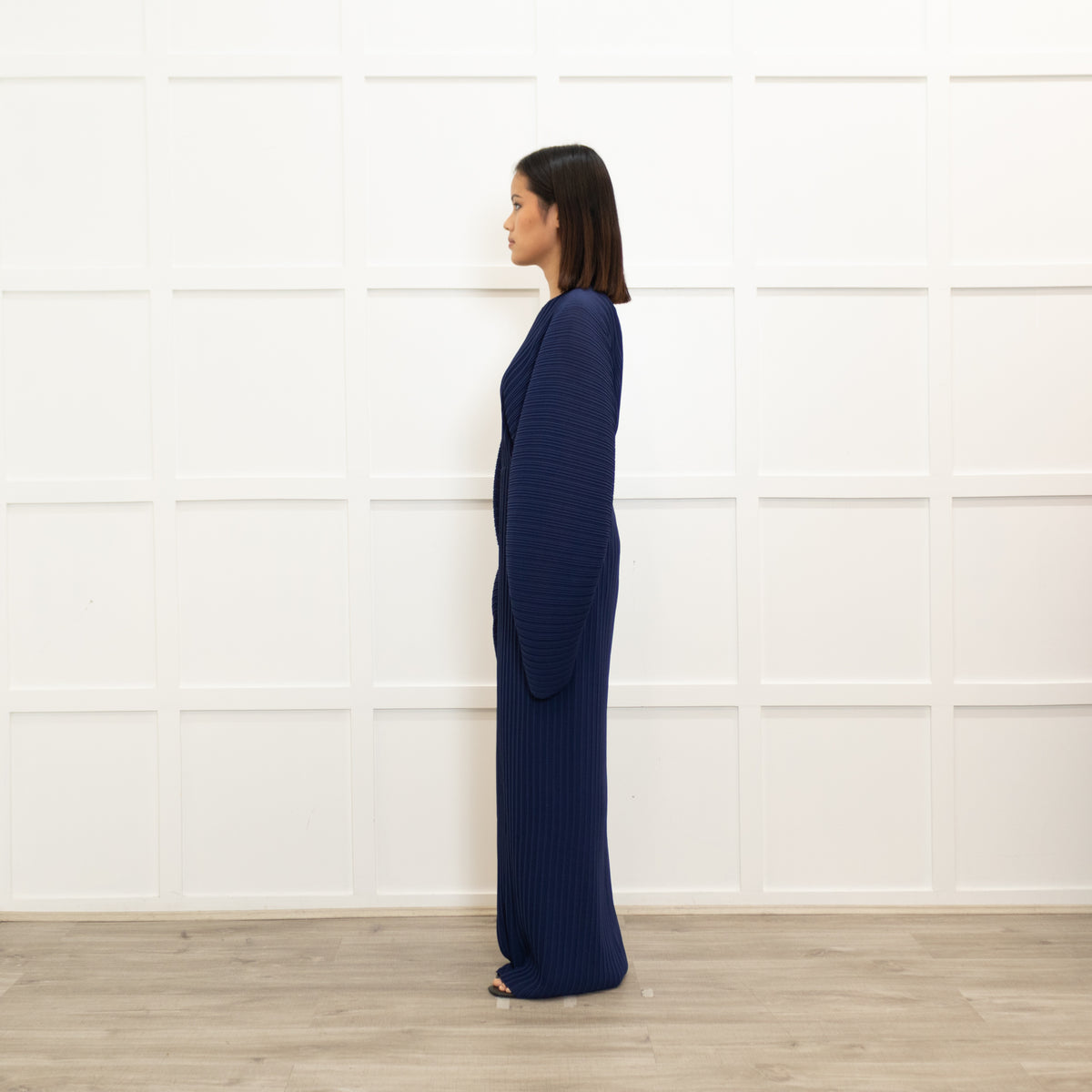 Solace London Blue Pleated Long Sleeve Dress