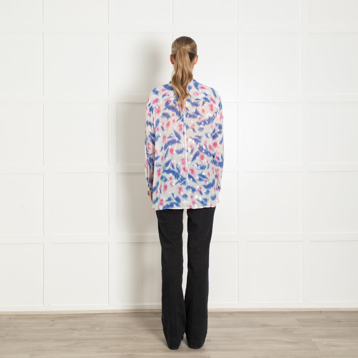 Isabel Marant White Pink Blue Sheer Blouse