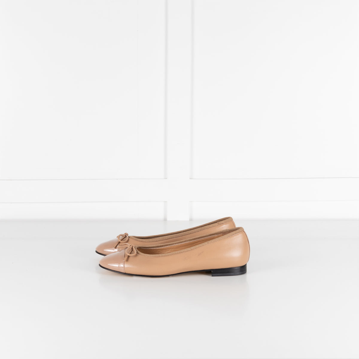 Russell & Bromley Camel Patent Toe Ballet Flat