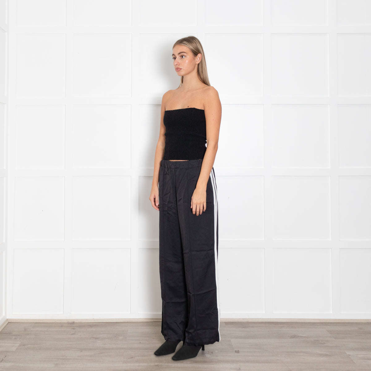 Me + Em Grey Black Side Stripe  Flared  Trousers
