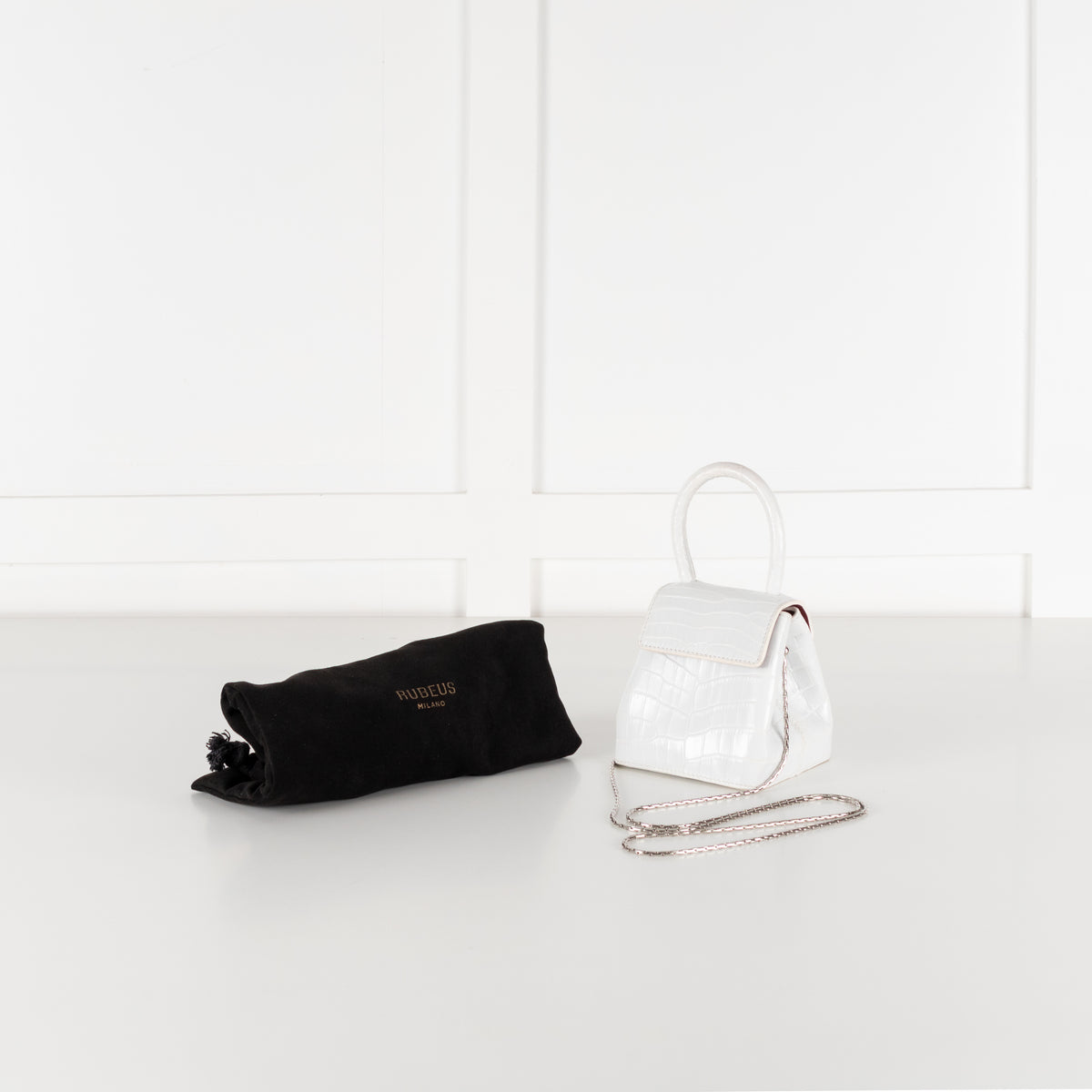 Rubeus Off White Crocodile Mini Liza Bag