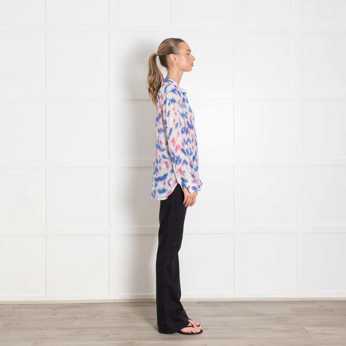 Isabel Marant White Pink Blue Sheer Blouse