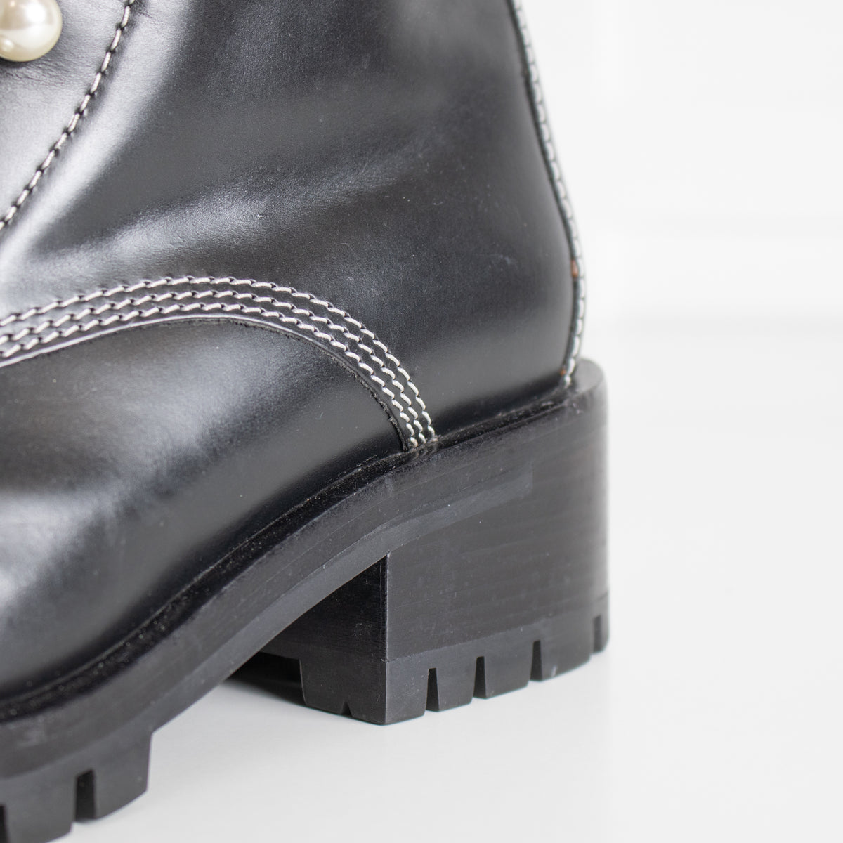 3.1 Phillip Lim Hayett Lug Sole Zipper Boot With Faux Pearl Embellishments