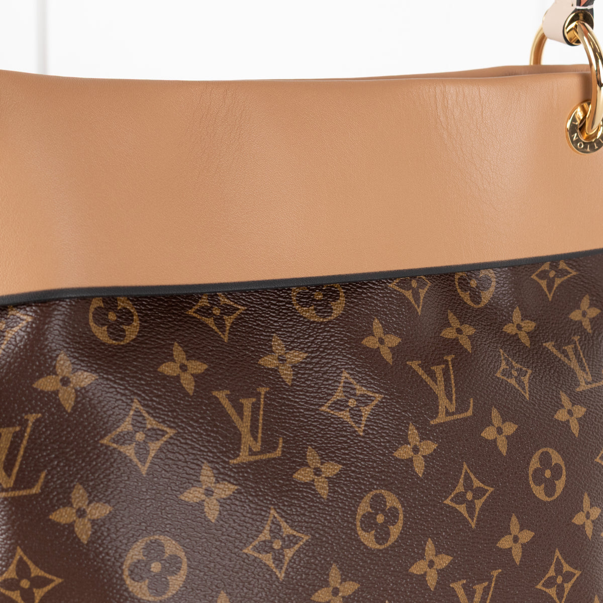 Louis Vuitton Pink Brown Coated Canvas Leather Tuileries Hobo Bag