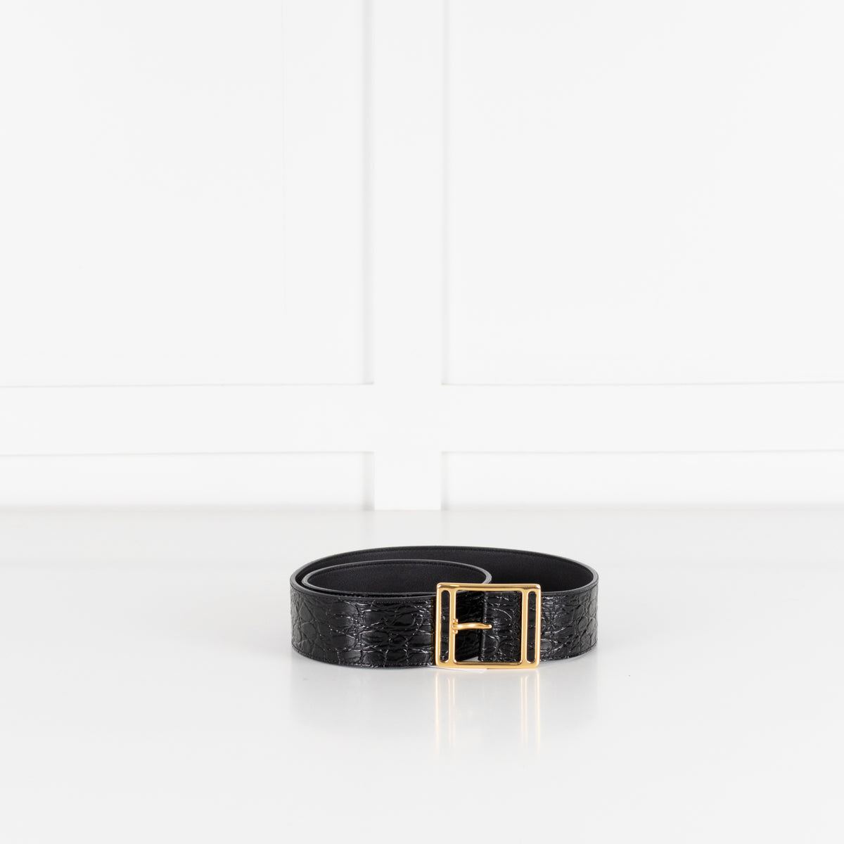 Saint Laurent Black Croc Belt