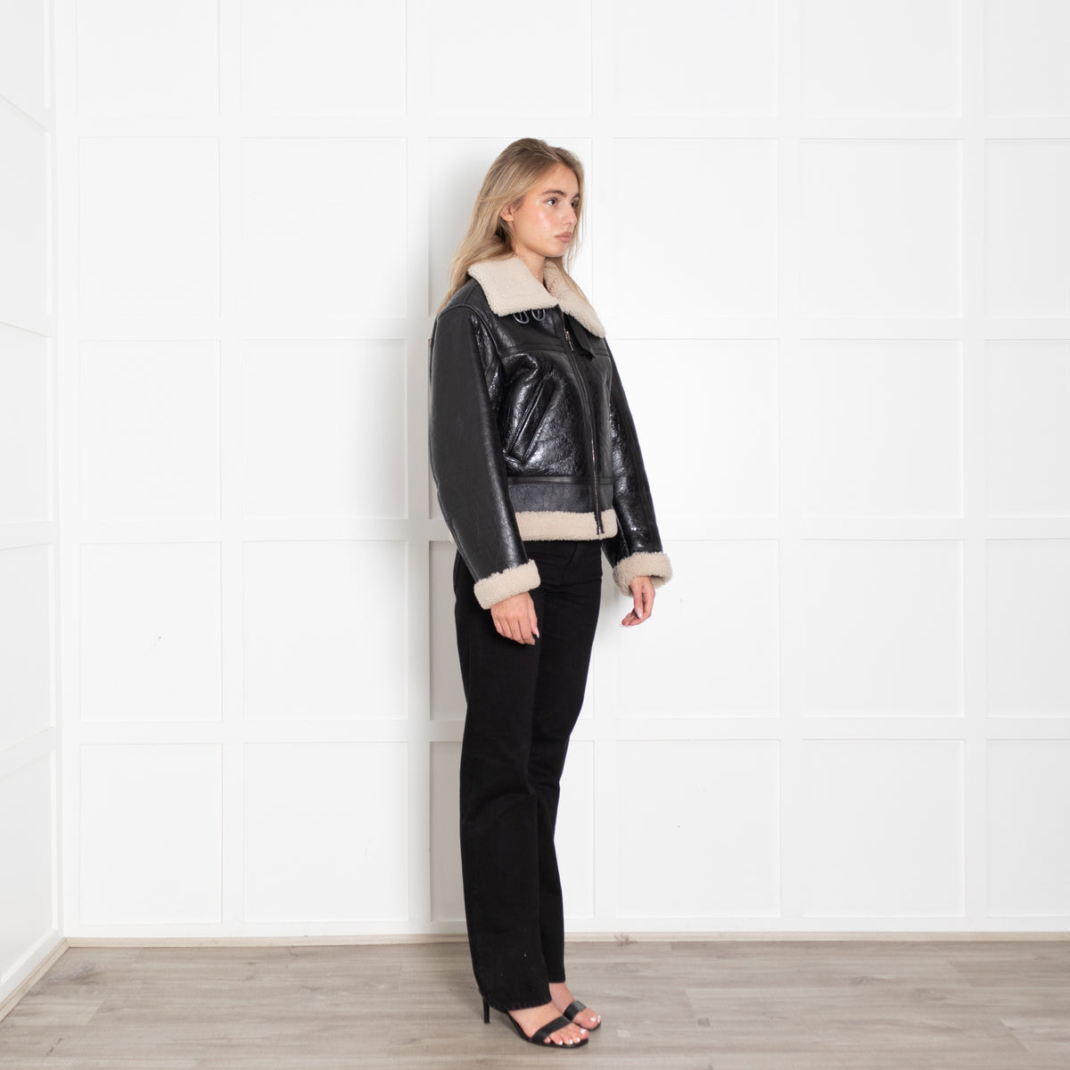 Halfboy Black Aviator Shearling Jacket