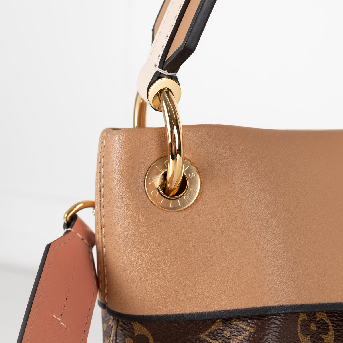 Louis Vuitton Pink Brown Coated Canvas Leather Tuileries Hobo Bag
