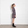 Ba&Sh Navy Burgundy Abstract Print Short Dress