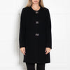 Riani Black Collarless Buckle Coat