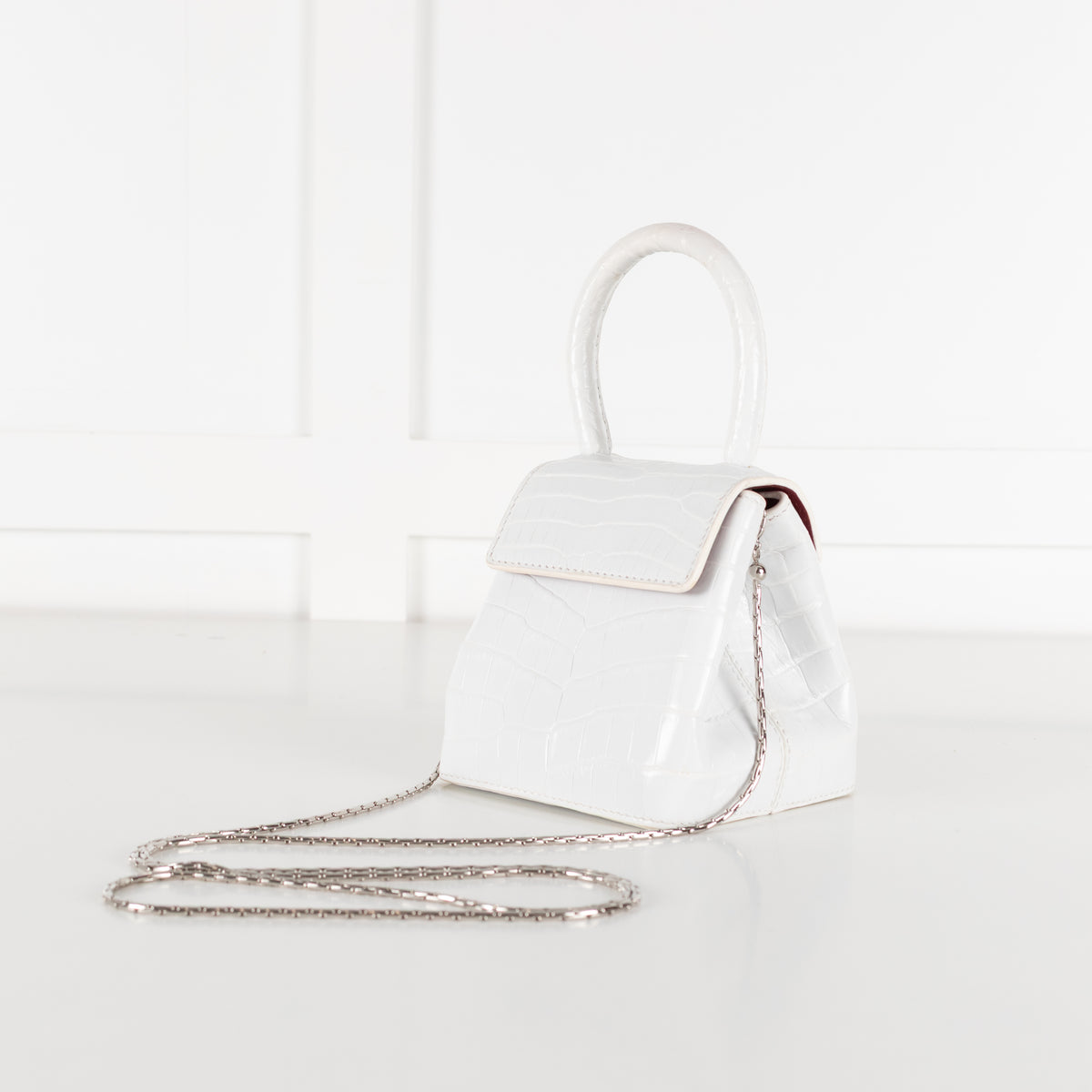Rubeus Off White Crocodile Mini Liza Bag