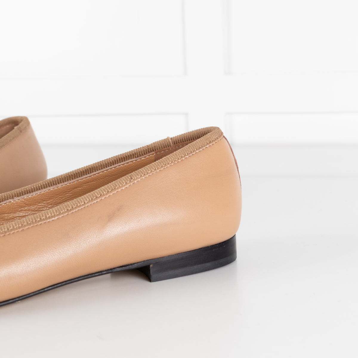 Russell & Bromley Camel Patent Toe Ballet Flat