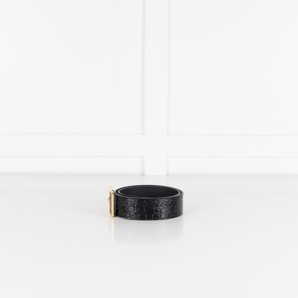 Saint Laurent Black Croc Belt