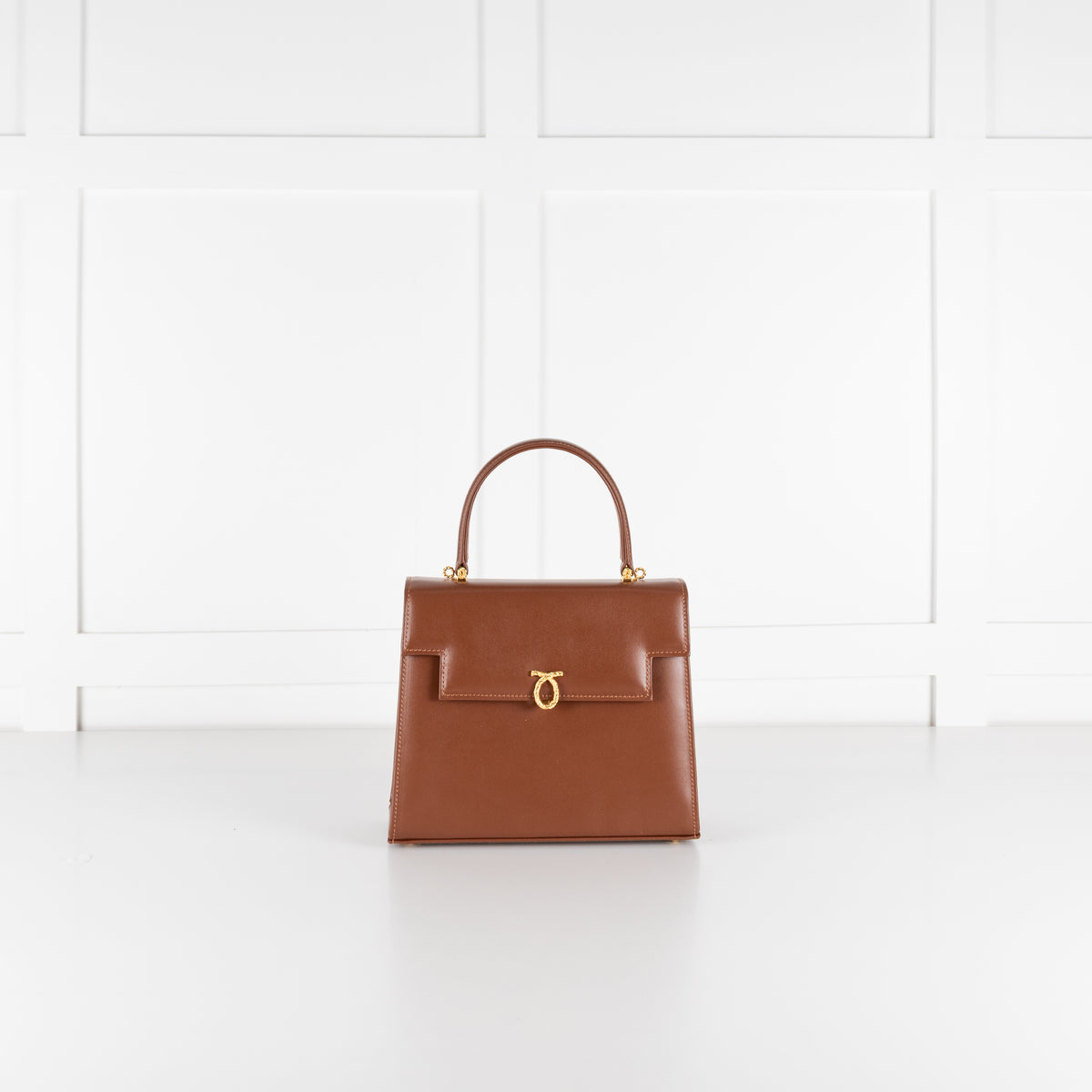 Launer London Brown Traviata Top Handle Handbag