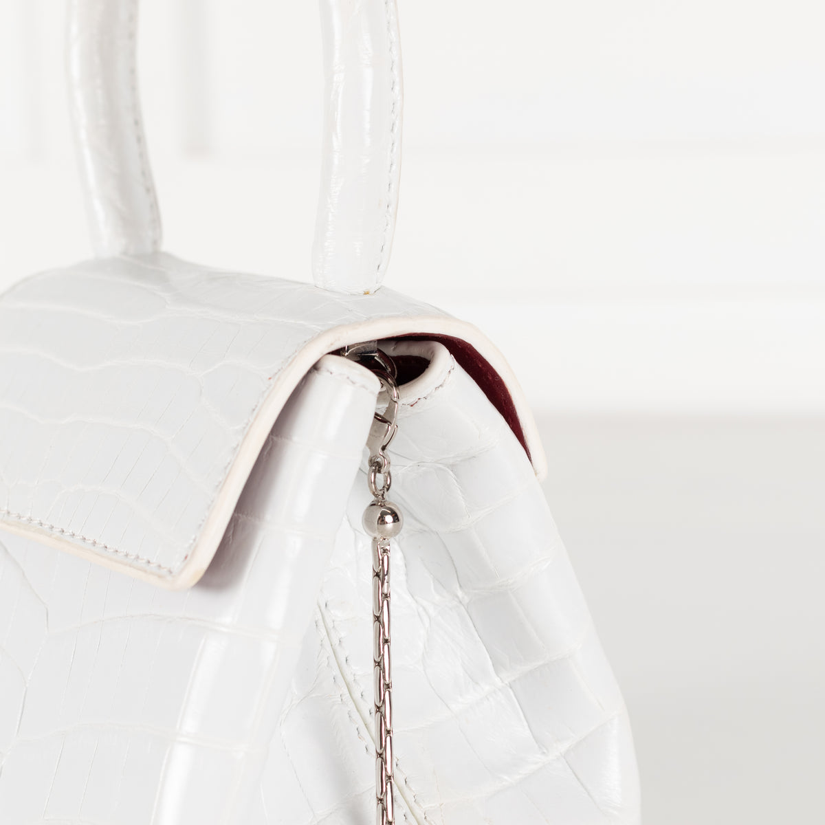 Rubeus Off White Crocodile Mini Liza Bag