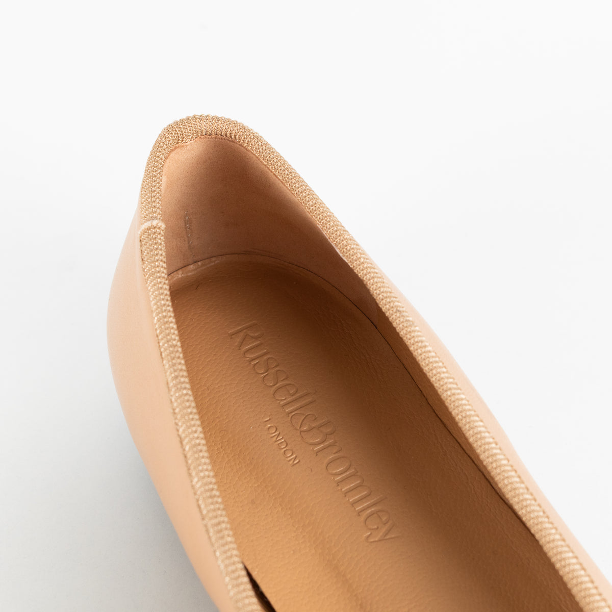 Russell & Bromley Camel Patent Toe Ballet Flat