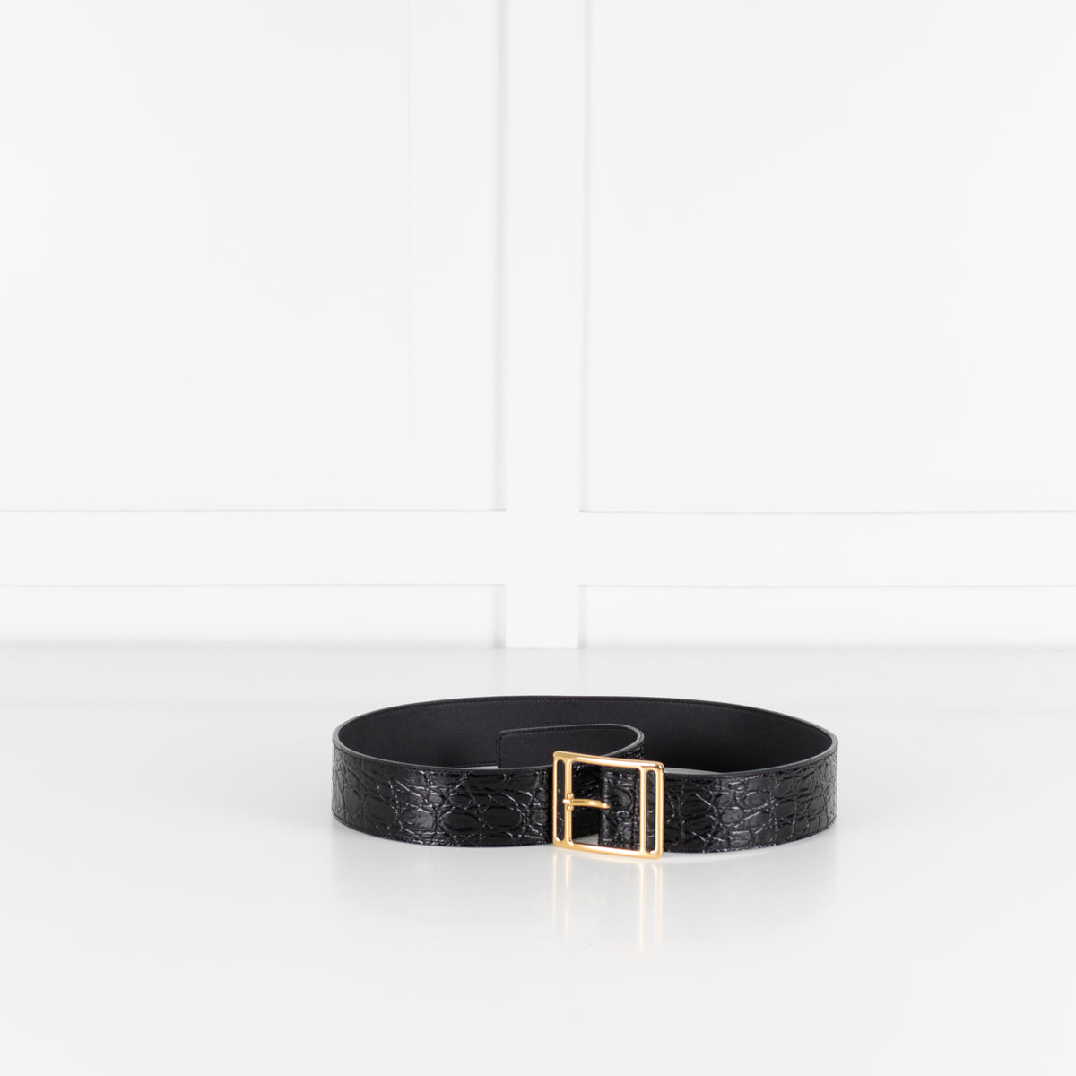 Saint Laurent Black Croc Belt