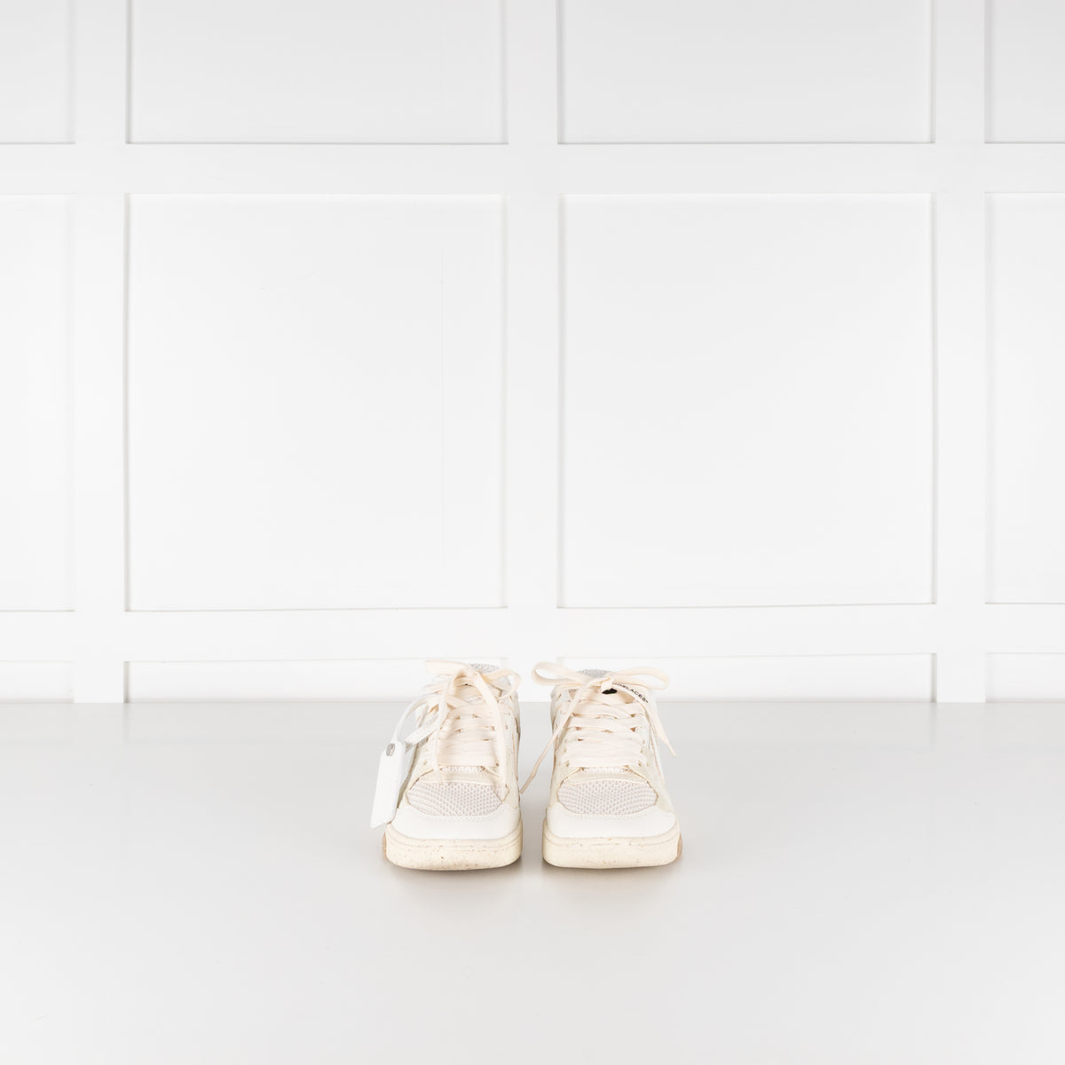 Off White Slim Out Of Office Sneakers in Cream & White