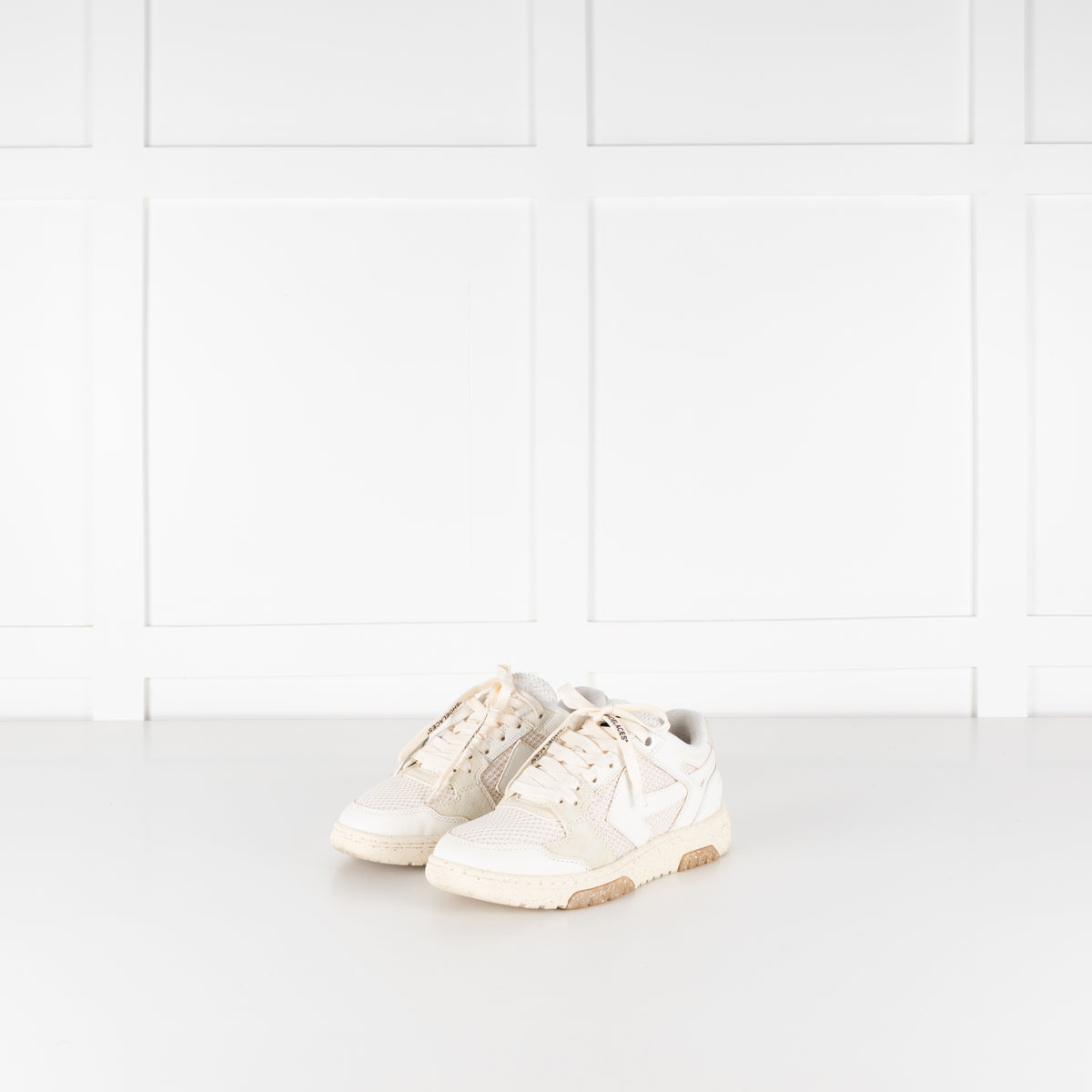 Off White Slim Out Of Office Sneakers in Cream & White