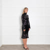 Galvan Black Sequin Backless Dress