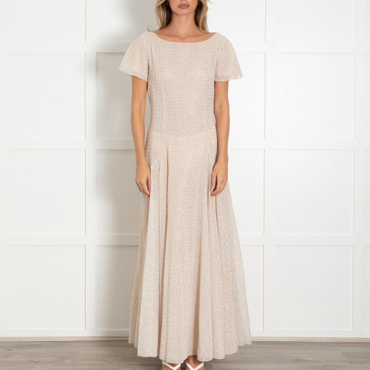 Boutique Moschino Peach Gold Sequin Maxi Dress