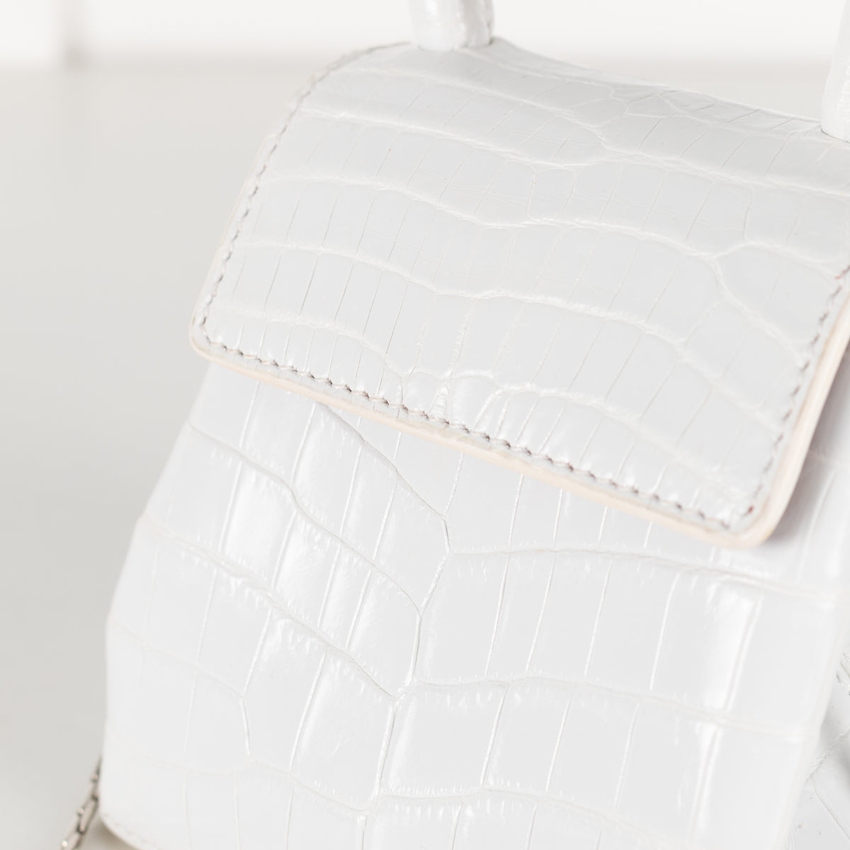 Rubeus Off White Crocodile Mini Liza Bag