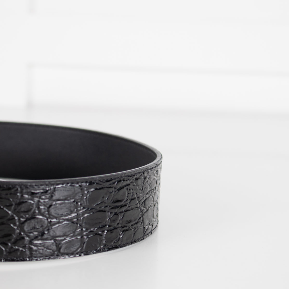 Saint Laurent Black Croc Belt