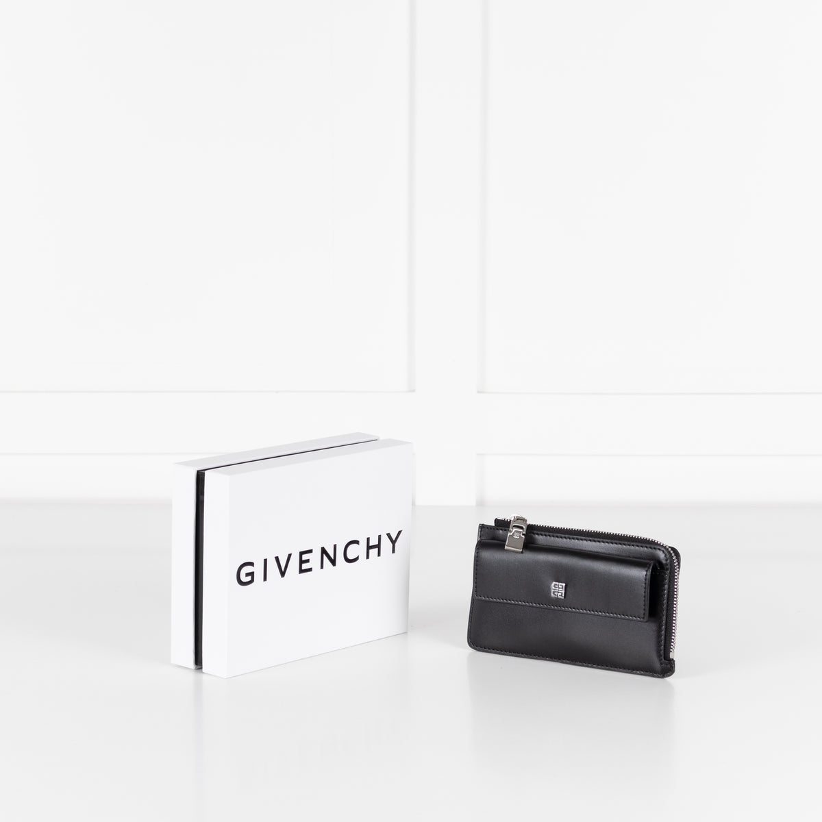 Givenchy Black Zip Around Smooth Leather Keychain Wallet