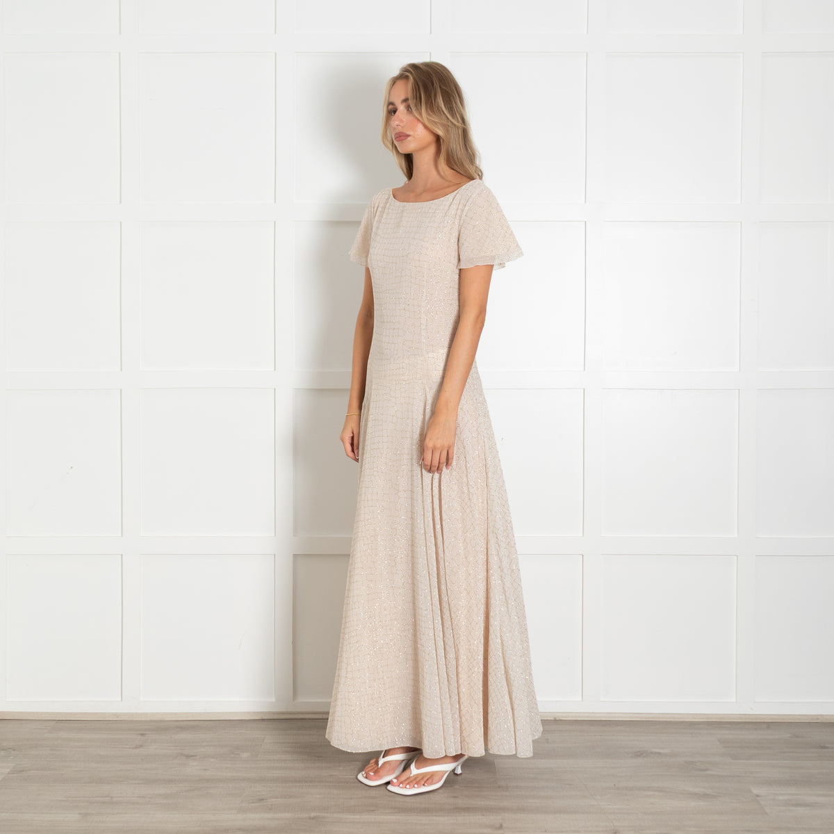 Boutique Moschino Peach Gold Sequin Maxi Dress