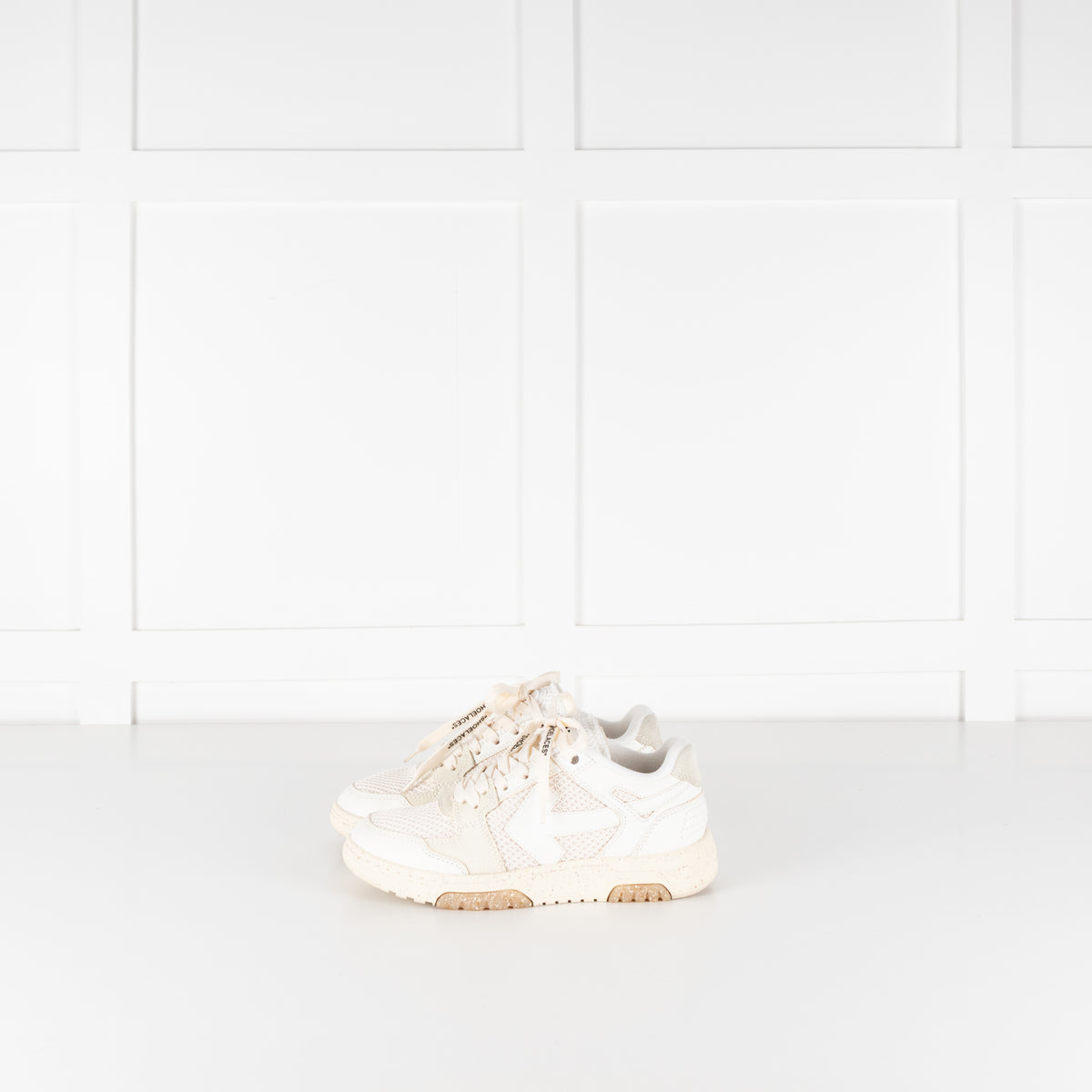 Off White Slim Out Of Office Sneakers in Cream & White