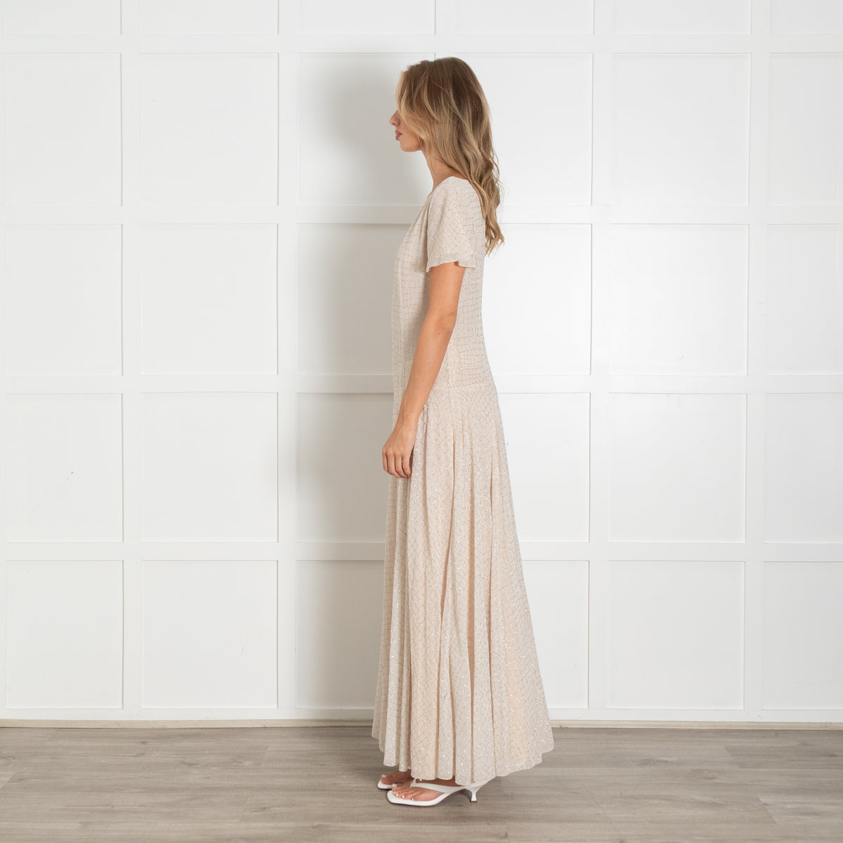 Boutique Moschino Peach Gold Sequin Maxi Dress