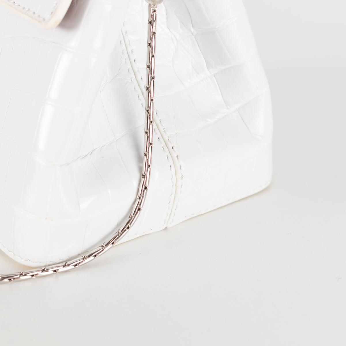 Rubeus Off White Crocodile Mini Liza Bag