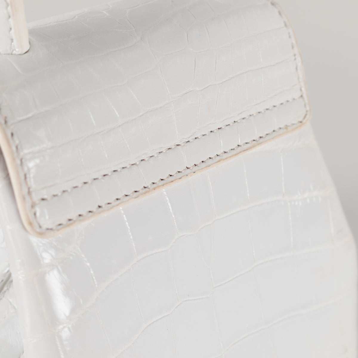 Rubeus Off White Crocodile Mini Liza Bag