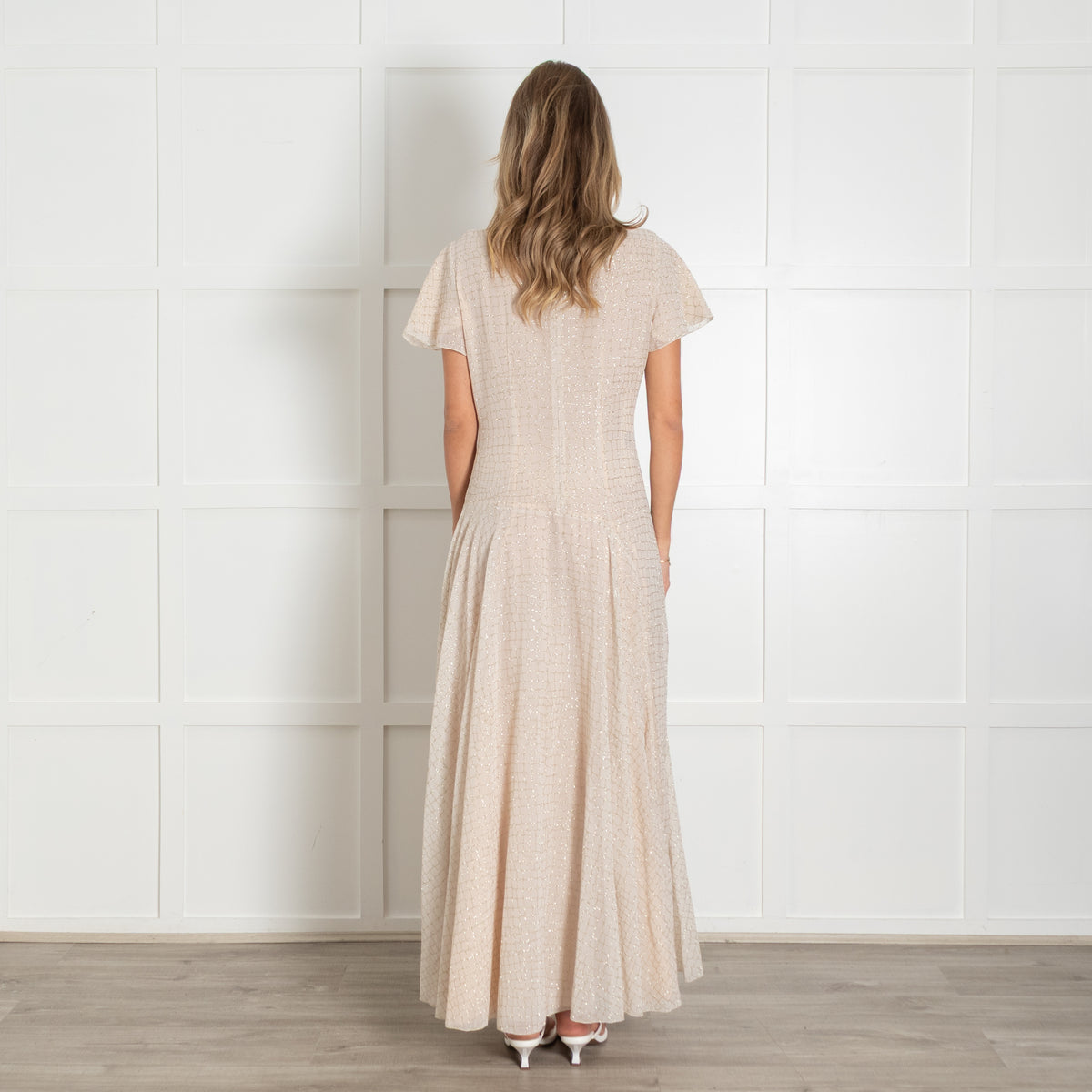 Boutique Moschino Peach Gold Sequin Maxi Dress