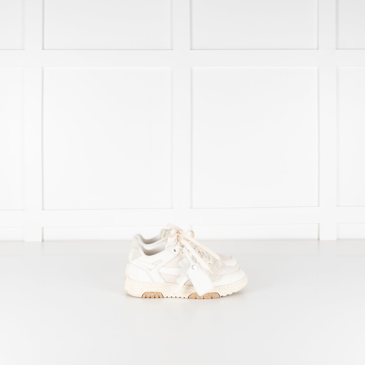 Off White Slim Out Of Office Sneakers in Cream & White