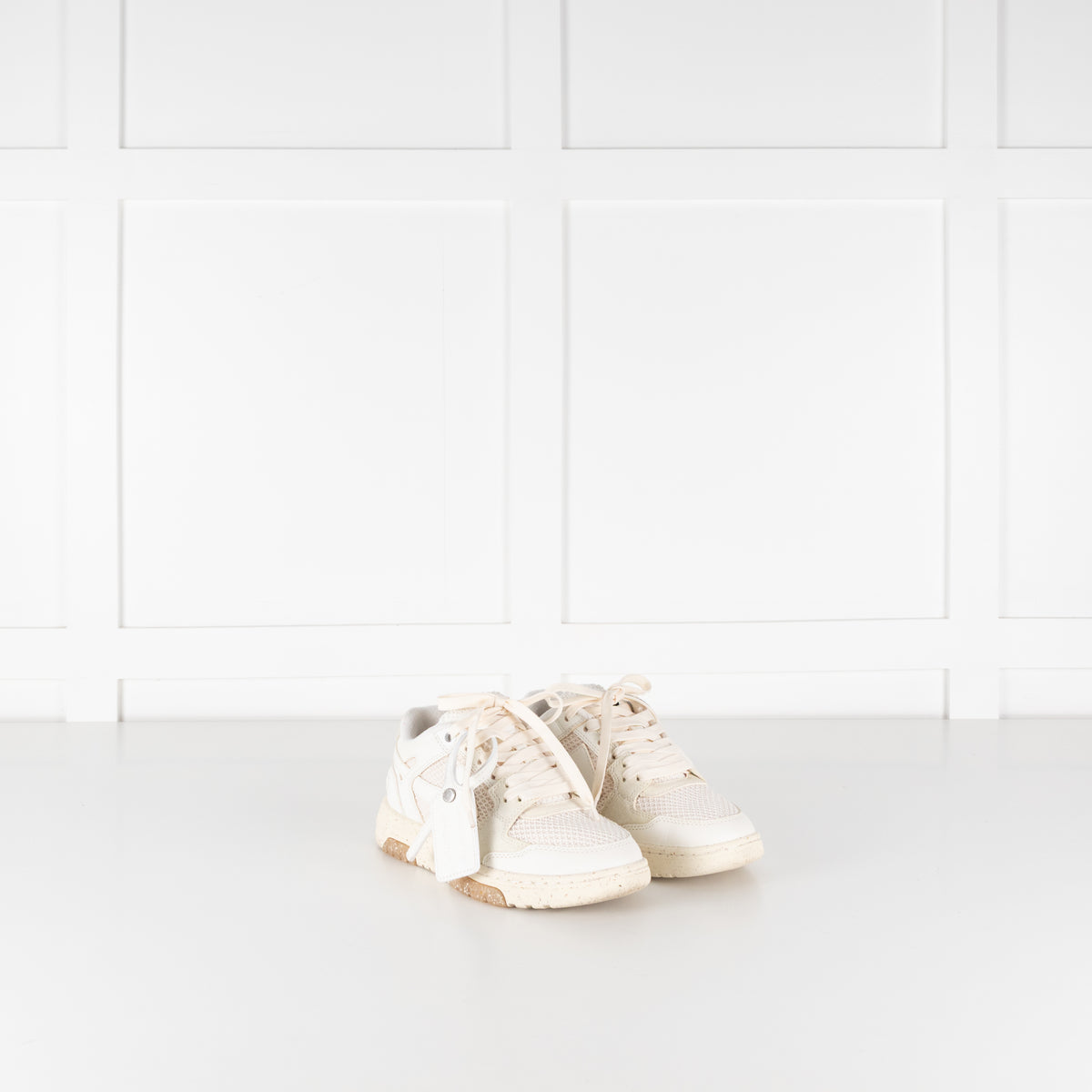 Off White Slim Out Of Office Sneakers in Cream & White