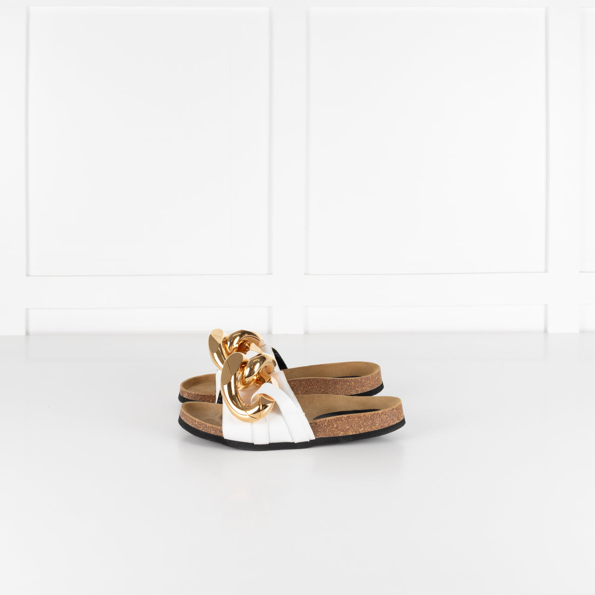 JW Anderson White Chain Link Sliders