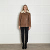 Club Monaco Tan Shearling Aviator Style Jacket