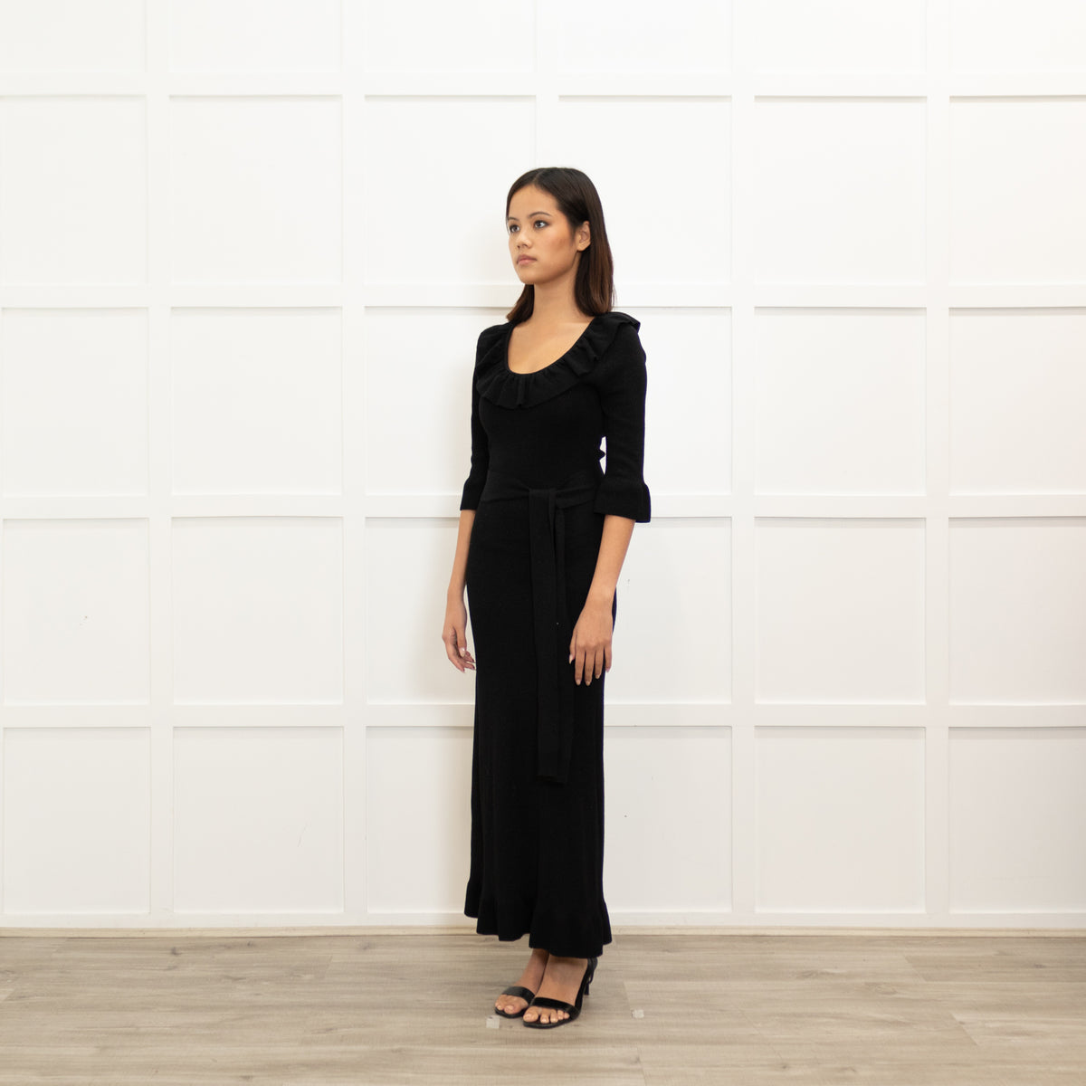 The Vampire's Wife Black Sparkle Knitted Maxi Dress