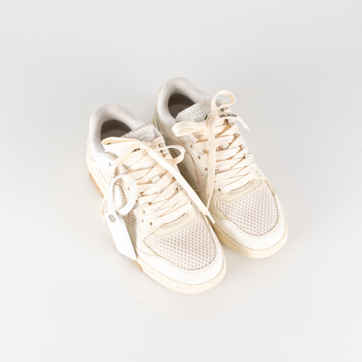 Off White Slim Out Of Office Sneakers in Cream & White