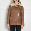 Club Monaco Tan Shearling Aviator Style Jacket