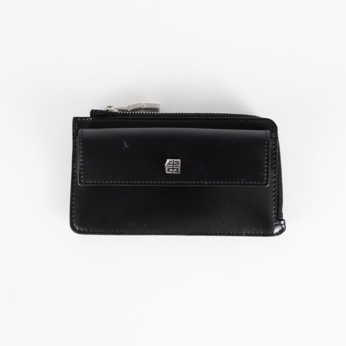 Givenchy Black Zip Around Smooth Leather Keychain Wallet